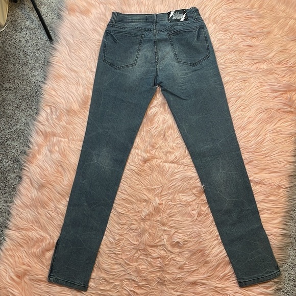 Abbey Dawn Women's Blue and Black Skinny Y2K Dark Wash Low Rise Jeans Size 3 - Picture 6 of 8